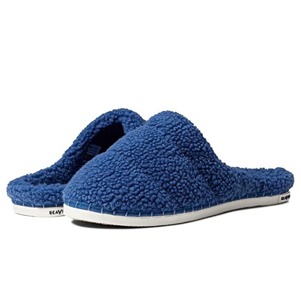 SeaVees Seachange Slipper Men's US 9 Blue Fleece Round Toe Slip On Mule JOBB1630